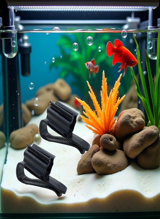 Cauaoa 2 Pcs Black Fish for Tank Mounting Clip, Water Pipe Hose Holder Multifunction Adjustable Clamp for 0.31""""-0.62"""" Dia Tub Aquarium Tube Holder, Aquarium Air Pump Accessories - Image 4